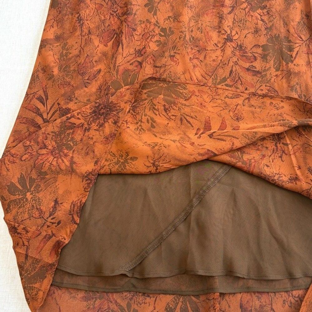 Vintage Laundry by Shelli Segal Rust Brown Floral Maxi Dress Sz 6 Dark Romantic - Picture 8 of 12